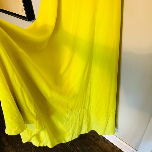 Jay Godfrey Neon Yellow Georgette Zipper Fully Lined High Slit Gown Dress Size 2 - Picture 6 of 13